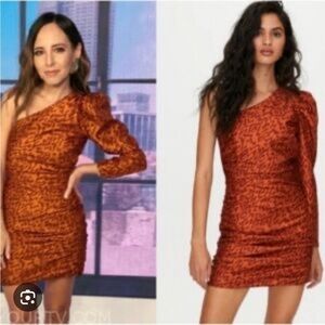 Wilfred One-Shoulder Textured Dress in Rich Orange